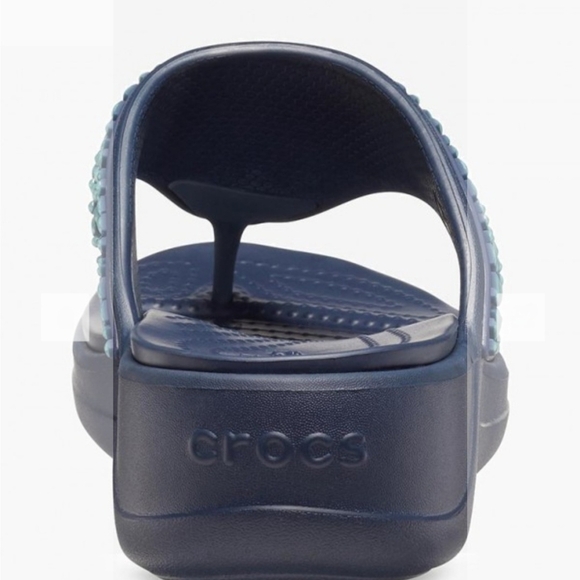 Crocs Monterey Beaded Wedge Navy Blue Dual Comfort Flip Sandal Women's size 7 - Picture 7 of 10